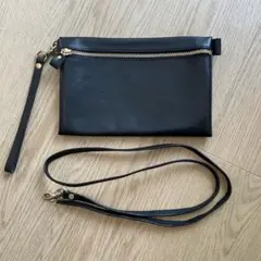 【美品】Organ オルガン　ショルダー　クラッチバッグ　ブラック　レザー　本革
