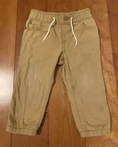 GAP ベージュ カジュアルパンツ チェック柄折返し サイズ90