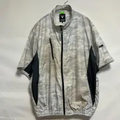 ジーベック 空調服 スタンドカラー 迷彩 3L 白灰 ポリエステル 3点セット