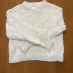 【ikka】　ポップコーンシャギーニットプルオーバー　アイボリー