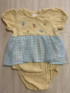 フタフタ 花柄刺繍　半袖ロンパース 80