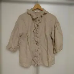 Samansa Mos2 フリル付き五分袖ブラウス