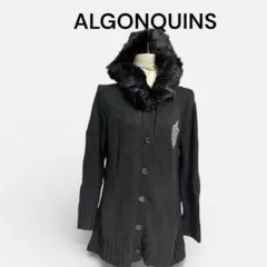 アルゴンキン フード付き　ロングカーディガン 黒　フェイクファー