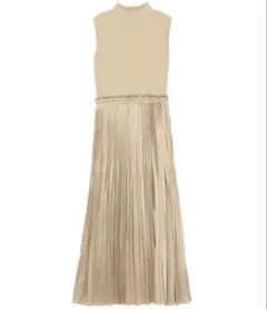 anuans プリーツドッキングニットワンピース　アニュアンス　フレア　プリーツ