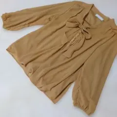 オンワード樫山anysisリボン付き長袖ブラウスさ山吹色