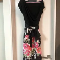 a.s.k.p フラワープリント ラップドレス