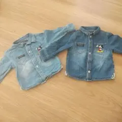 ミッキーマウス刺繍デニムシャツ 90㎝2種