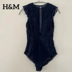 H&M【S】レース タンクトップボディスーツ オシャレ 透け感 セクシー