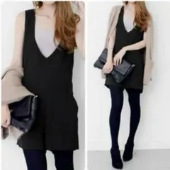 【URBAN RESEARCH】ジョーゼットサロペット　BLACKのサムネイル