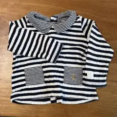 プチバトー　ストライプ襟付きカーディガン