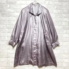 ジャンパー アウター ライトコート L パープル 美品 ツヤ感 日本製 個性的のサムネイル