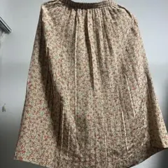 花柄ベージュフレアスカート