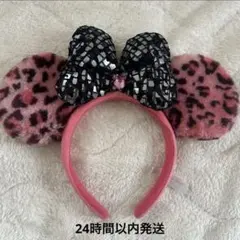 ディズニー ミニー ヒョウ柄 カチューシャ ピンク