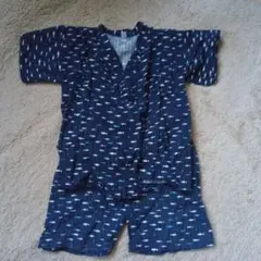 子供　じんべえ　浴衣　魚柄 ネイビー 甚平 110