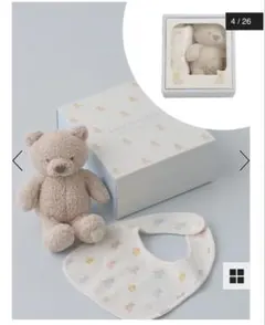 【新品未使用】ジェラートピケ　ベアぬいぐるみ&スタイ2点セット ギフトBOX