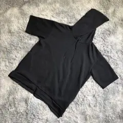 【新品未使用】GU ジーユー（L）パーカー フーディー 半袖 黒 プルオーバー