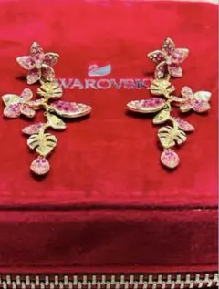 Swarovski フラワーピアス ピンク/ゴールド