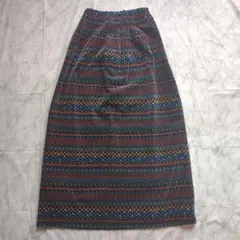 多色幾何学模様 ロングスカート　ヴィンテージ　カントリー　ボヘミアン　レトロ
