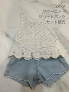 ZARA ホワイトレース タンクトップ デニムショートパンツセット ９-12ヶ月
