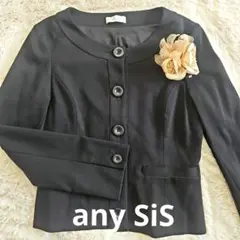 ☆美品☆any SiS 黒ノーカラー洗えるジャケットSize2