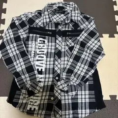 チェック柄長袖シャツ（100cm以上）