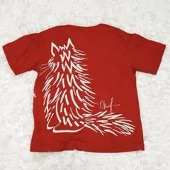 O'Keef 山本寛斎/バックプリントTシャツ/Mサイズ相当/レディース 赤