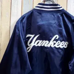 MT350☆MLBヤンキース☆ナイロンスタジャン☆刺繍ロゴ☆バックロゴ刺繍☆XL