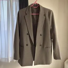 UNIQLOダブルジャケットMサイズブラウン　チェック 最安値