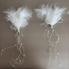 ウェディング ヘッドドレス ホワイト 2個セット