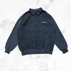 ダークグレー チェック柄 ポロシャツ　グランジy2k