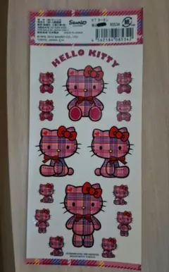 【平成レトロ】ハローキティ チェック柄 ステッカー