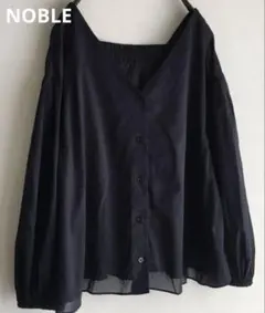 NOBLE（ノーブル） ボリュームスリーブ シアーブラウス ブラック