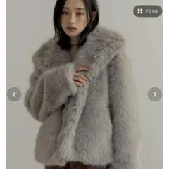 Re:EDIT ビッグカラー フェイクファーショートコート Mサイズ グレー