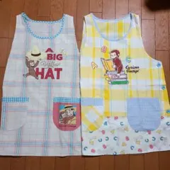 Curious George チェック柄エプロン フリーサイズ