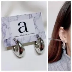 2309-2 シルバー☺︎雫型フープピアス☺︎