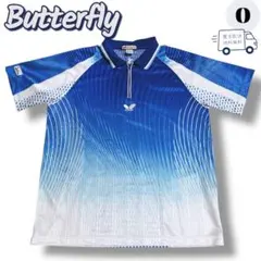 Butterfly 卓球ウェア ポロシャツ Oサイズ 青 グラデーション 日本製