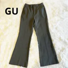 GU ジーユー　カーキ　ストレッチフレアパンツ ゴムウエスト　カジュアル