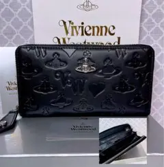 【☆内側に素敵な柄✩】Vivienne Westwood 長財布 黒マット