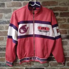 古着 Champion USAプリント ジャージ ピンク