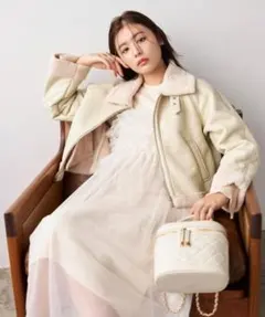 mysty woman フェイクレザーボマーブルゾン