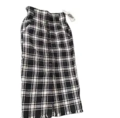 新品未使用タグ付しまむら黒白モノトーンチェックタイトスカート前ボタンロングマキシ