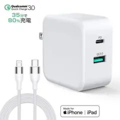 PD 充電器 2ポート 18W アダプタ USBコンセント 充電ケーブル付き