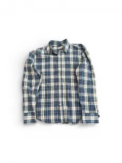 BACK NUMBER青と白のチェック柄 長袖シャツ