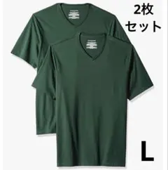 ☀️訳あり品☀️ Tシャツ 2枚組 Vネック 半袖 メンズ Lサイズ グリーン