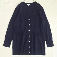 SCAPA ネイビーVネックカーディガン　袖ロールアップ　42(実寸L相当)のサムネイル