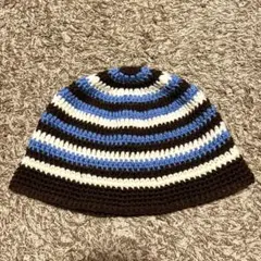 クラッシャーハット　バケットハット　クロシェハット　ボーダー　男女兼用　 y2k