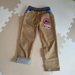 110サイズ ベージュ 星型パッチ付きパンツ