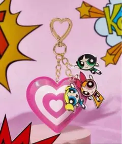 パワーパフガールズ キーホルダー ハート型 バッグチャーム