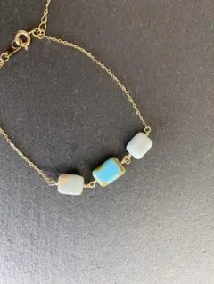 ハンドメイド ブレスレット 青色ビーズ