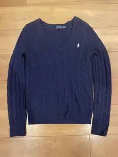 Polo Ralph Lauren ネイビー Vネック セーター XS